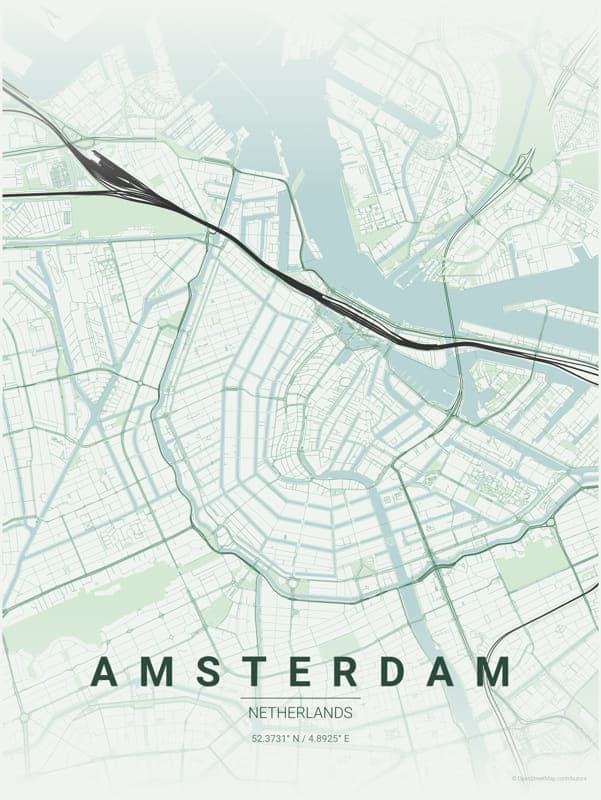 Amsterdam, Netherlands map poster