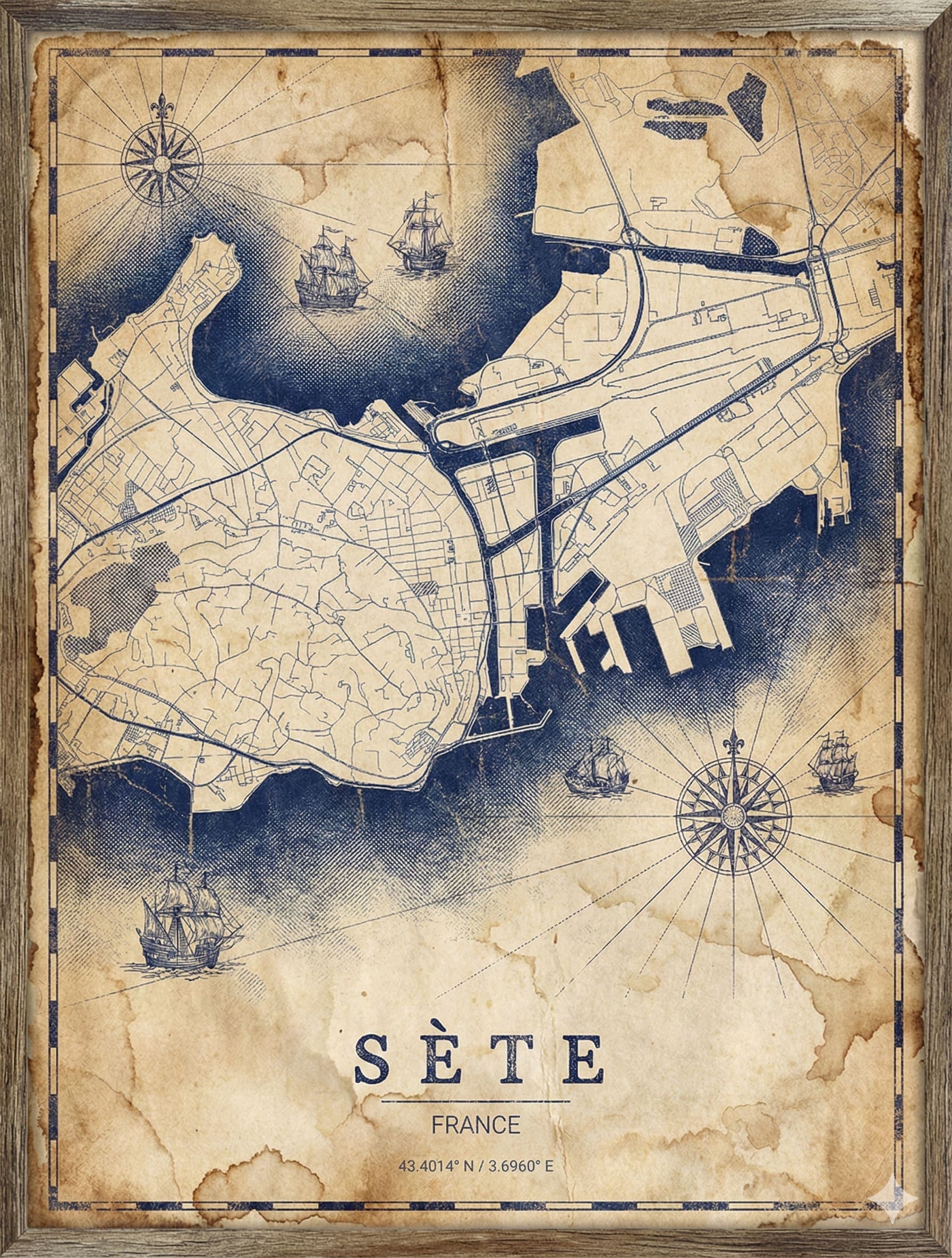 Sète, France - affiche carte postermap.art