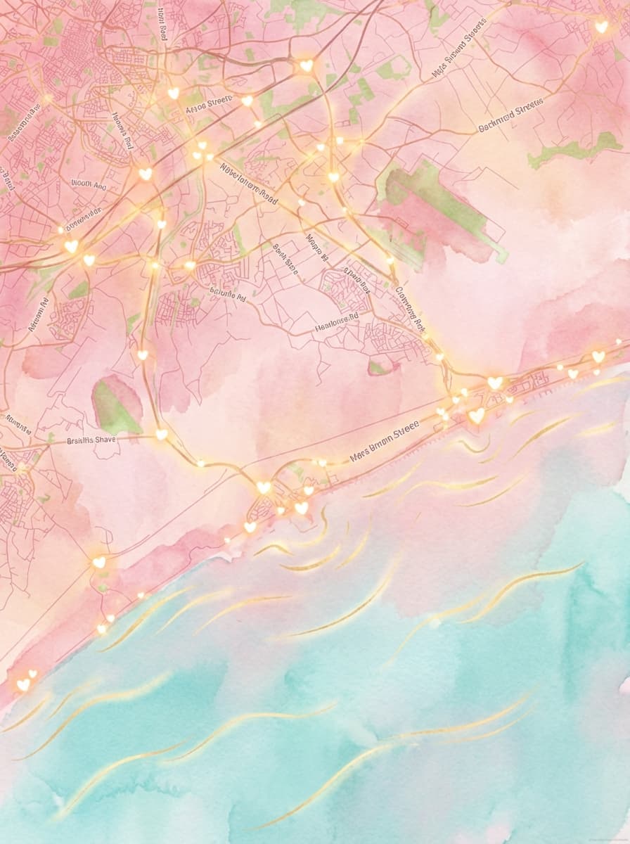 Póster de mapa romántico acuarela de Montpellier