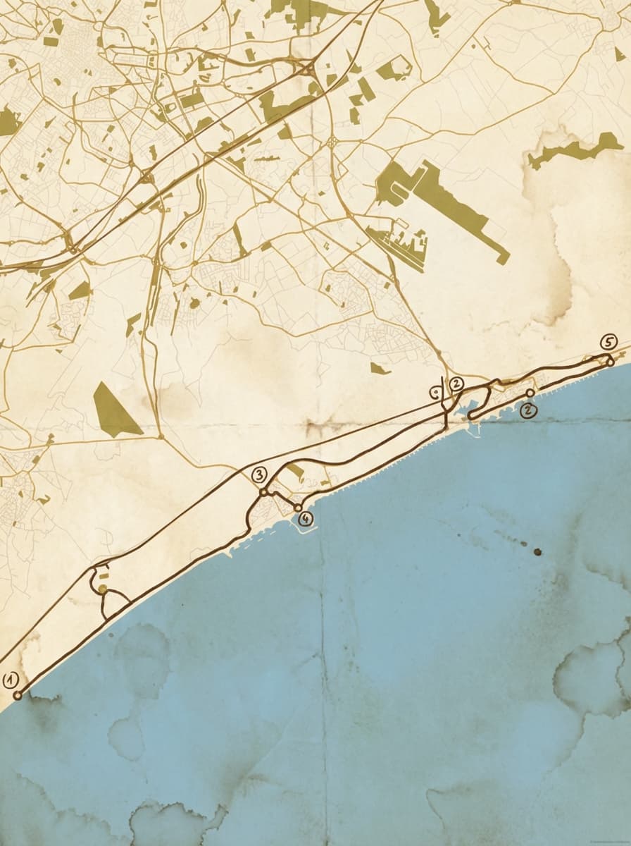 Küsten‑Roadtrip als Reisetagebuch‑Kartenposter