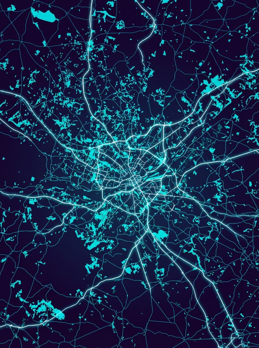 Close-up view of a Nantes map poster showcasing intricate street details.