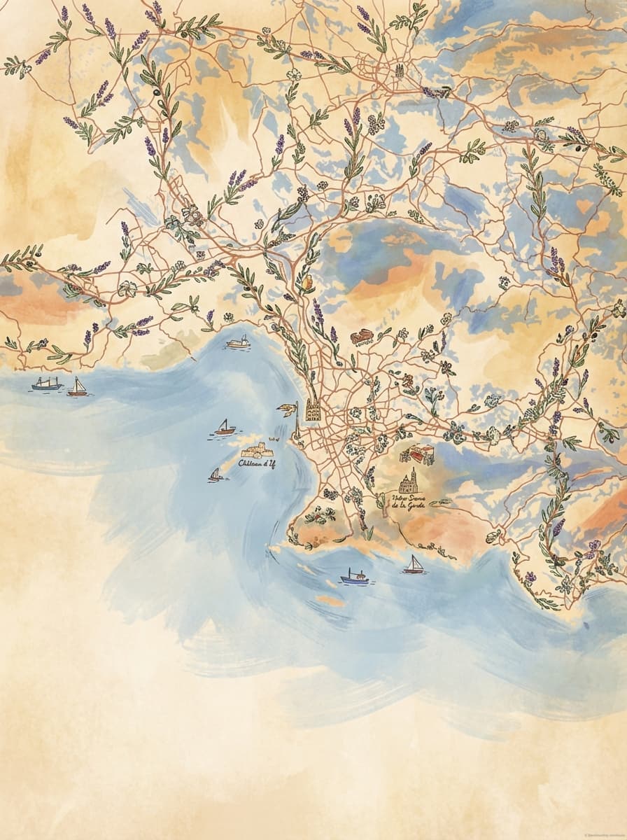 Einrichtung mit einem Marseille Stadtkarten-Poster