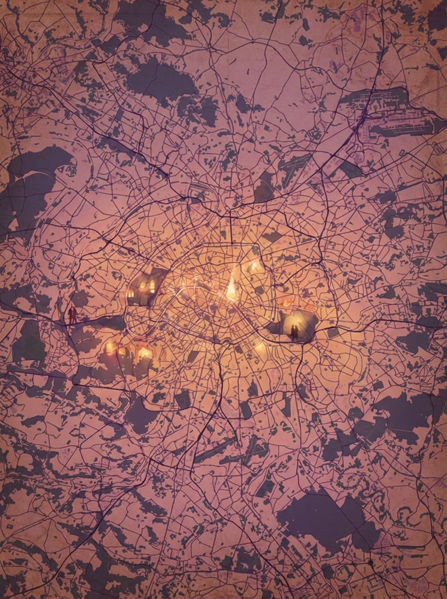 Collection de divers posters de cartes de Paris sur un mur