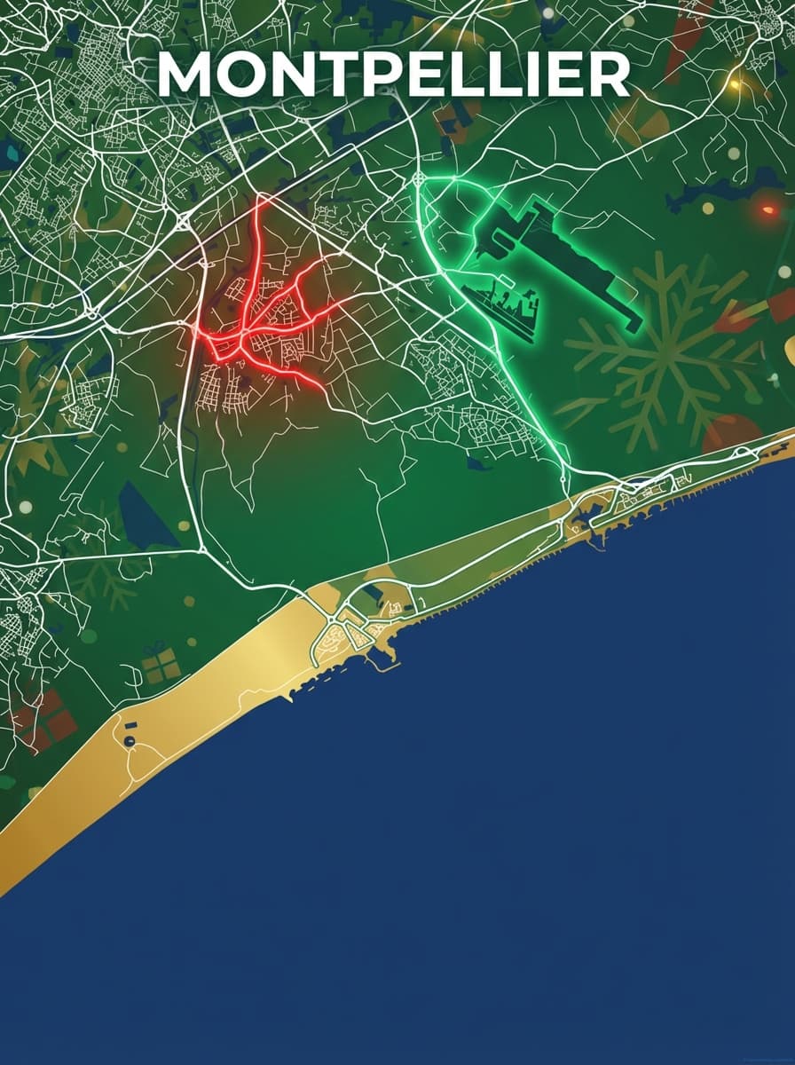 Couple looking at a framed city map poster on a wall